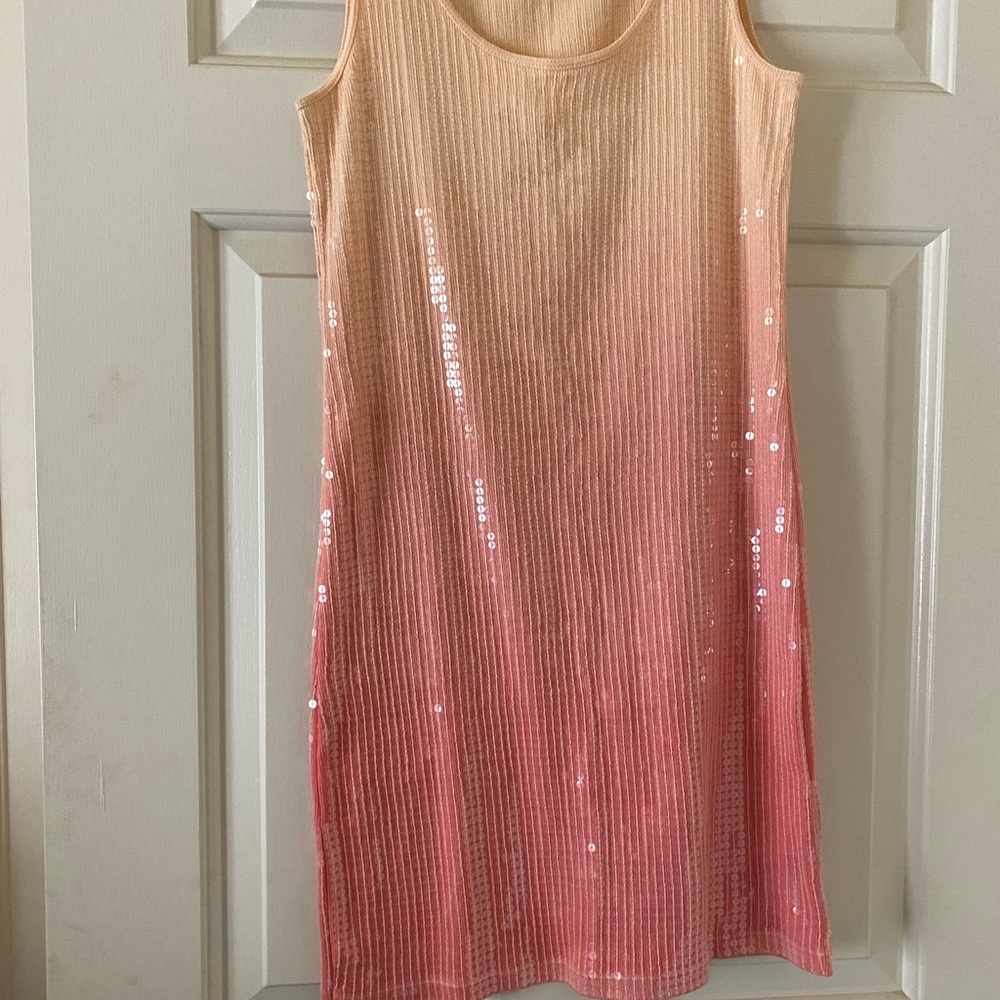 Pink and Tan Sequin Dress